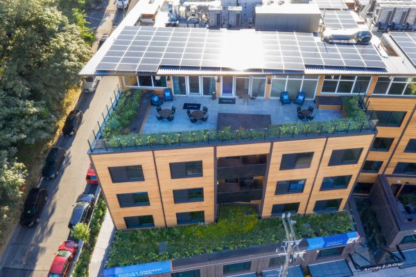 An aerial view of Aegis Living Lake Union