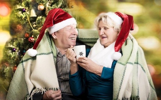 eldery couple celebrating christmas