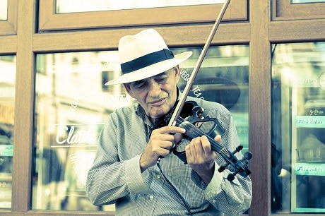 man playing violin