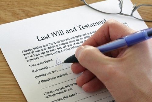 close up of a last will document.