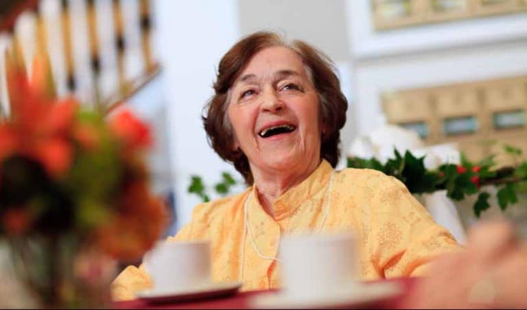 a women having coffee