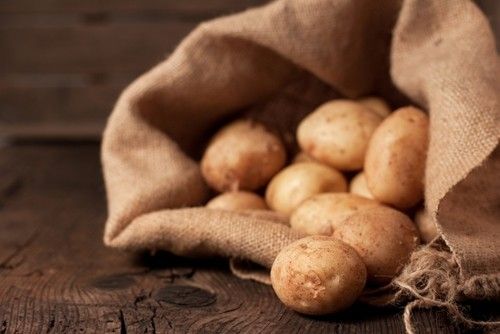 a sack of open potatoes